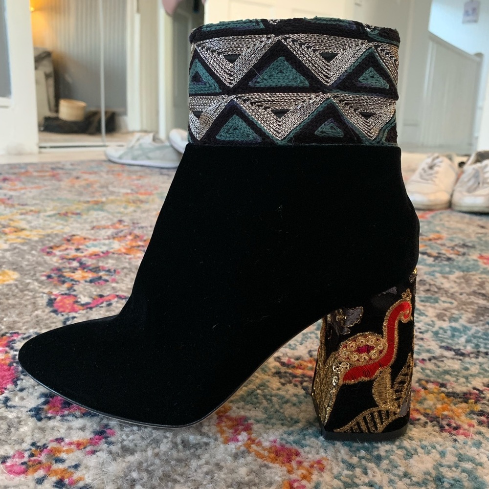 Dee Keller Lake Ankle Boots - Velvet, Embroidered